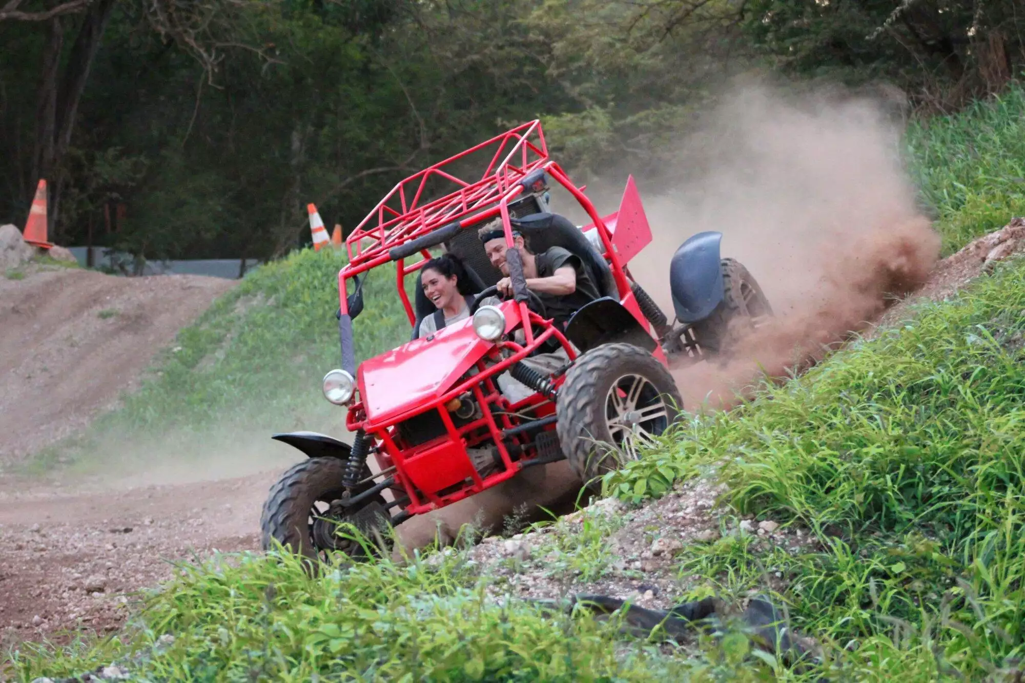 a tractor on a dirt road